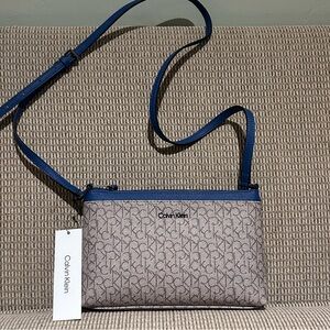 Calvin Klein Navy and Gray Crossbody Monogram Bag